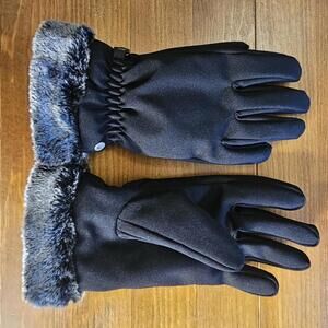 HEAD Black Winter Gloves with Faux Fur Cuffs, Size M/M